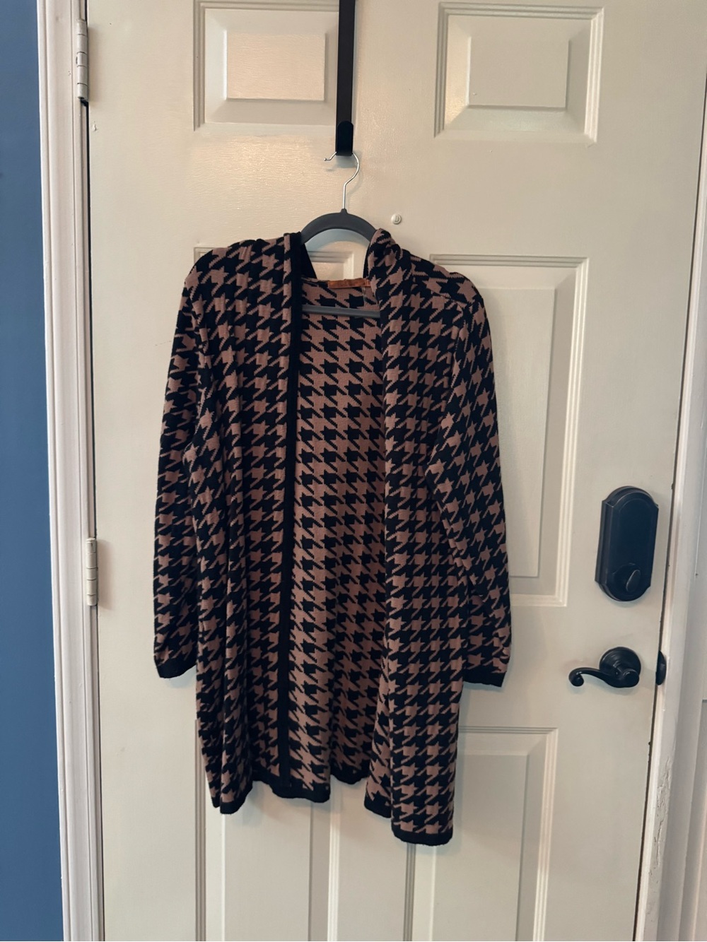 Belldini Black & Brown Houndstooth Knit Cardigan